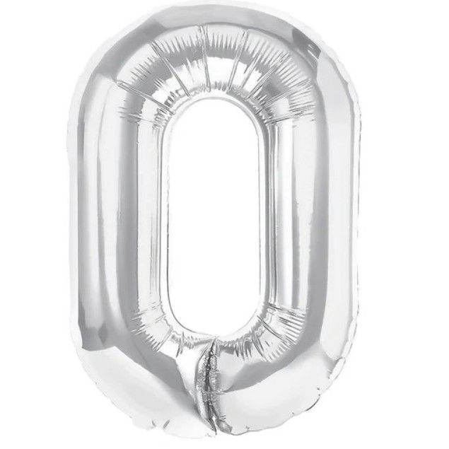 Balon Folie Metalizata Litera O, Flippy, 40 cm, Umflati cu Heliu sau Aer, Ambalaj Individual, Pai inclus, Argintiu [1]