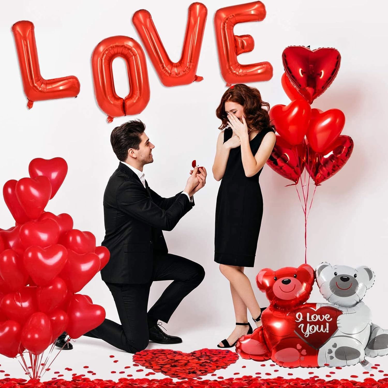 Balon Folie Metalizata Litera O, Flippy, 40 cm, Umflati cu Heliu sau Aer, Ambalaj Individual, Pai inclus, Rosu [7]