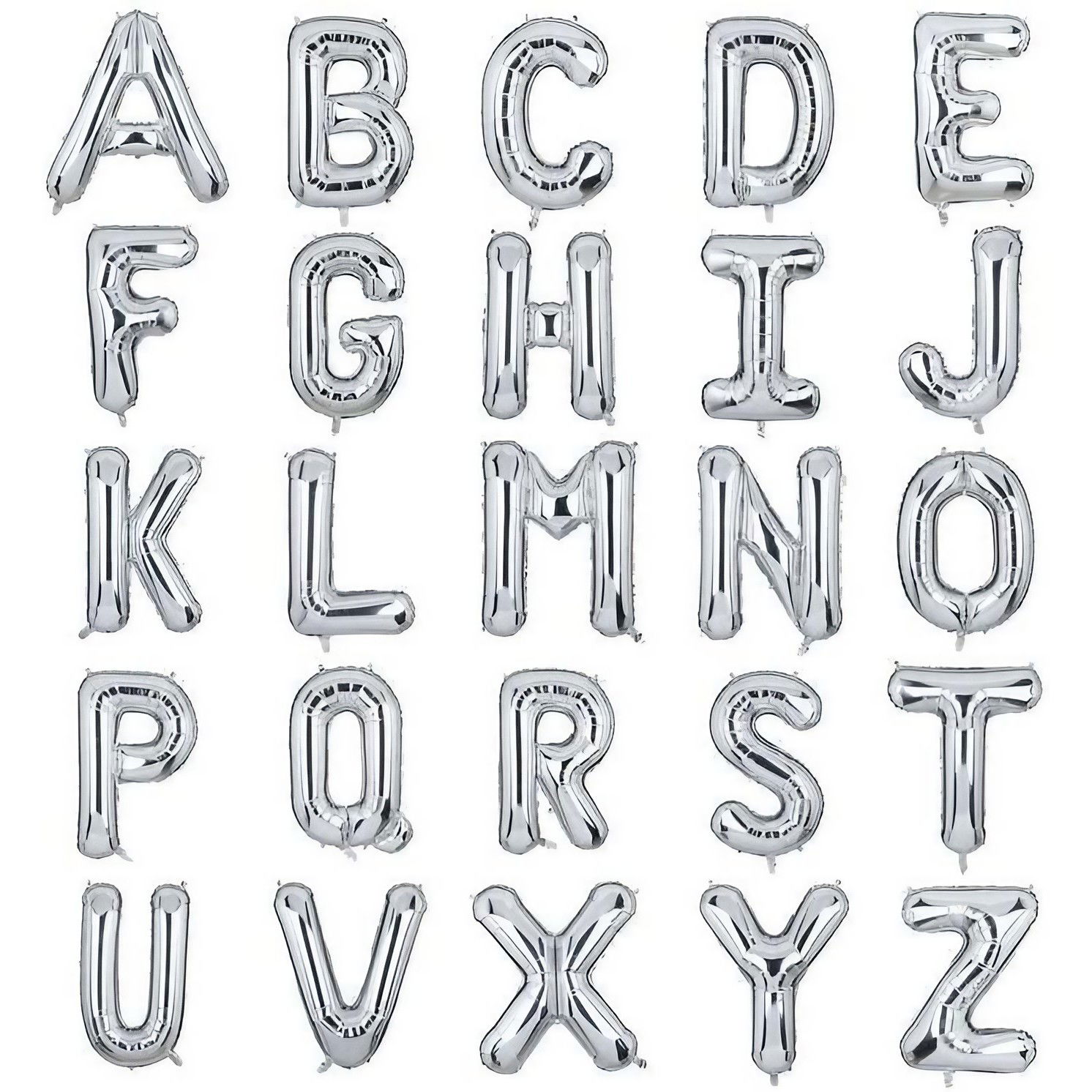 Balon Folie Metalizata Litera O, Flippy, 40 cm, Umflati cu Heliu sau Aer, Ambalaj Individual, Pai inclus, Argintiu [9]