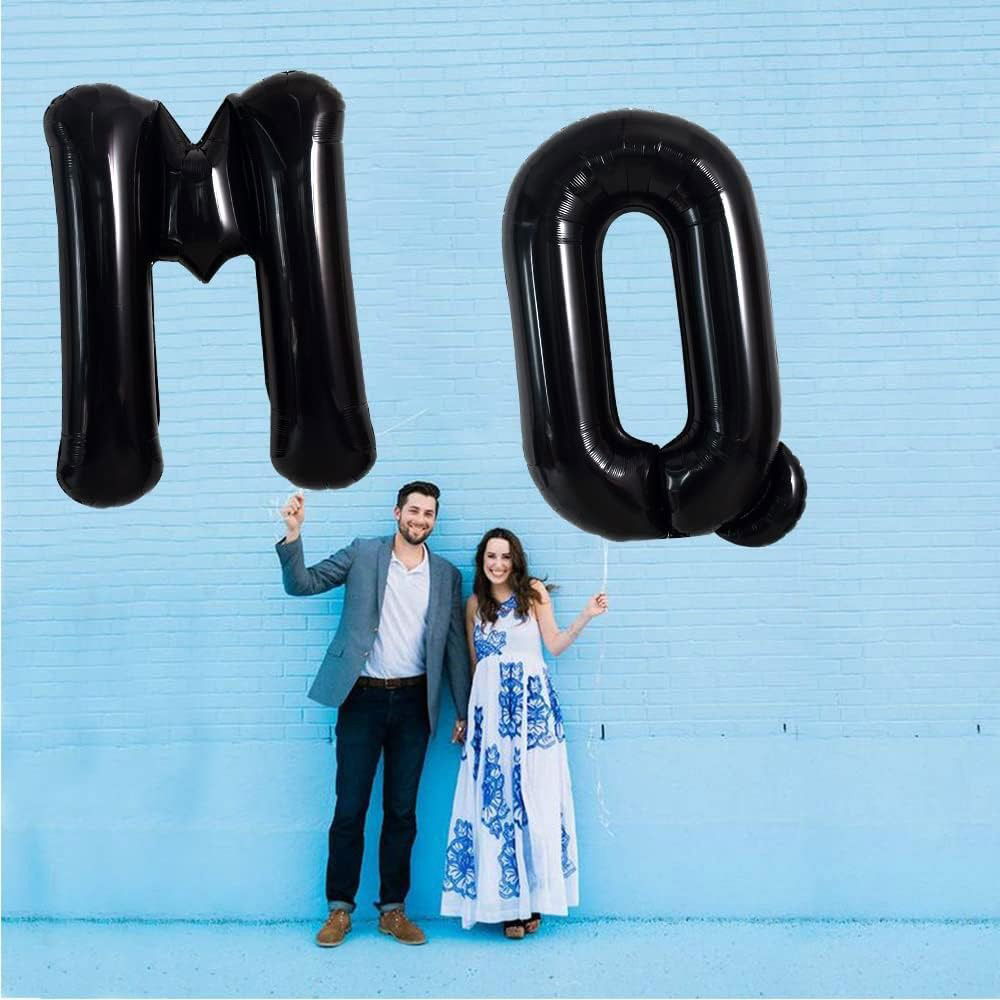 Balon Folie Metalizata Litera Q, Flippy, 40 cm, Umflati cu Heliu sau Aer, Ambalaj Individual, Pai inclus, Negru [4]