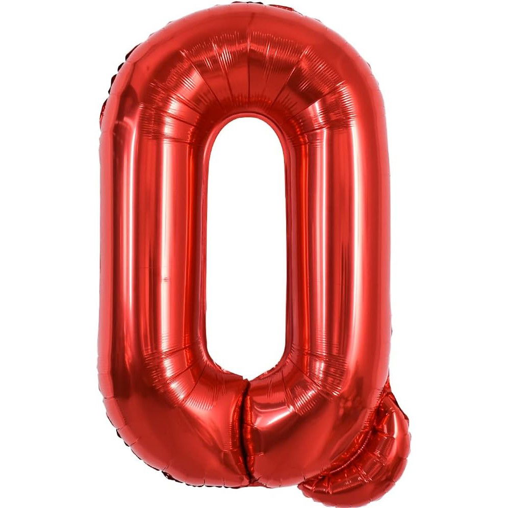10 - 25 LEI - Balon Folie Metalizata Litera Q, Flippy, 40 cm, Umflati cu Heliu sau Aer, Ambalaj Individual, Pai inclus, Rosu