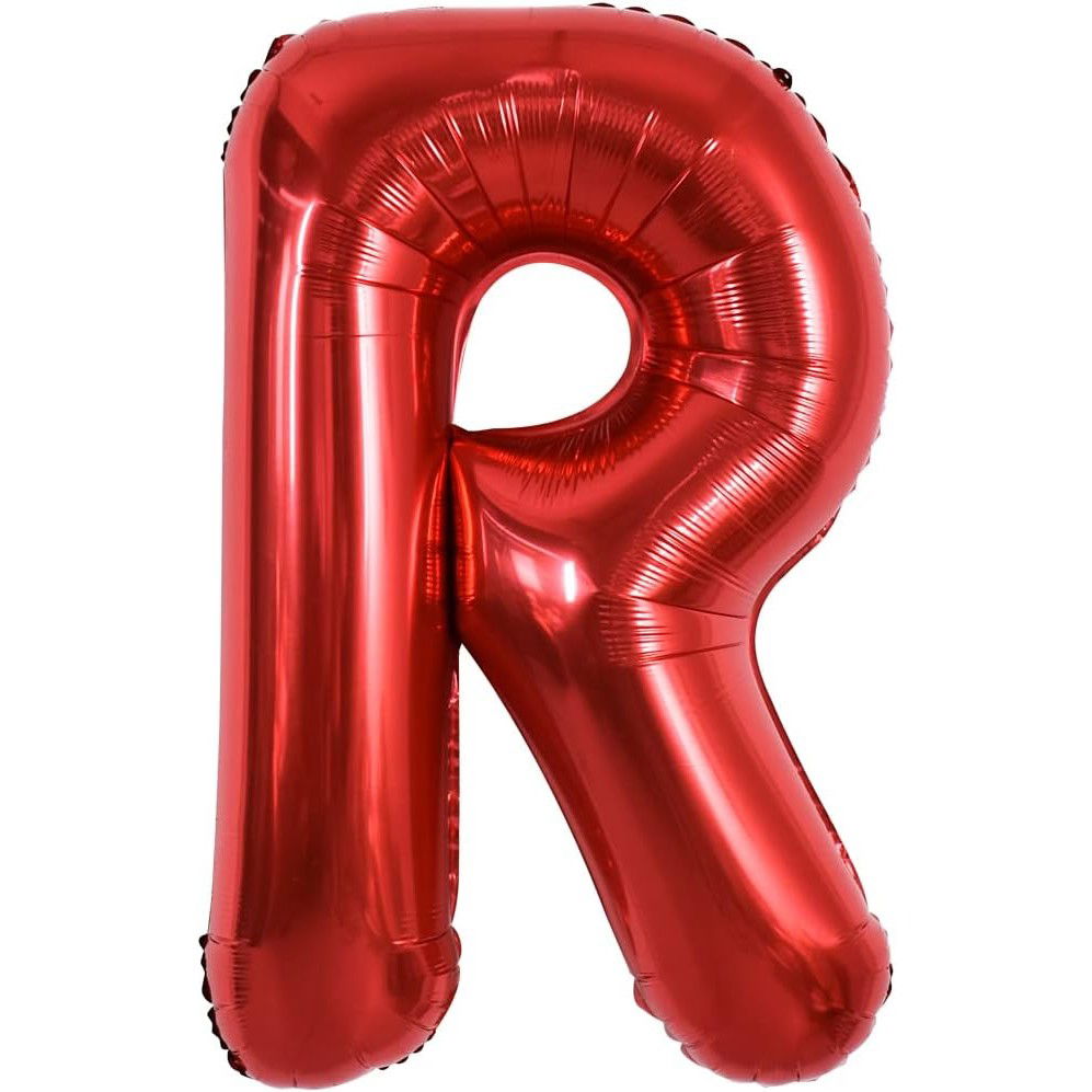 10 - 25 LEI - Balon Folie Metalizata Litera R, Flippy, 40 cm, Umflati cu Heliu sau Aer, Ambalaj Individual, Pai inclus, Rosu