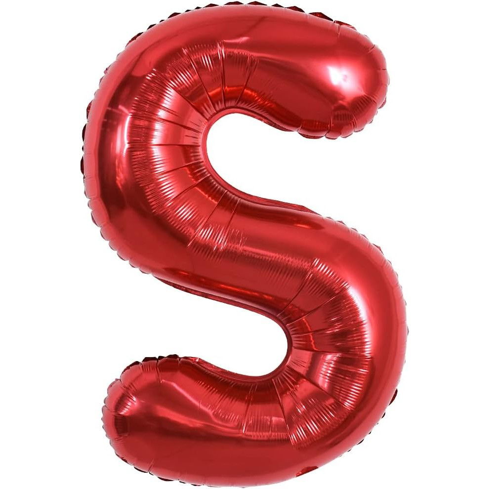 10 - 25 LEI - Balon Folie Metalizata Litera S, Flippy, 40 cm, Umflati cu Heliu sau Aer, Ambalaj Individual, Pai inclus, Rosu