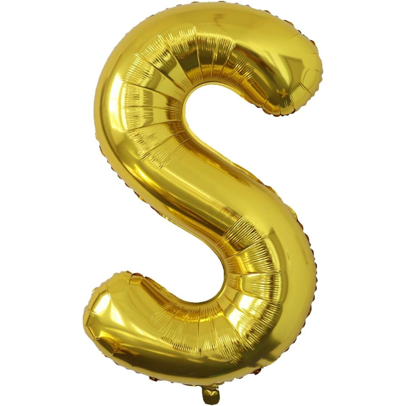 Litere - Balon Folie Metalizata Litera S, Flippy, 40 cm, Umflati cu Heliu sau Aer, Ambalaj Individual, Pai inclus, Auriu