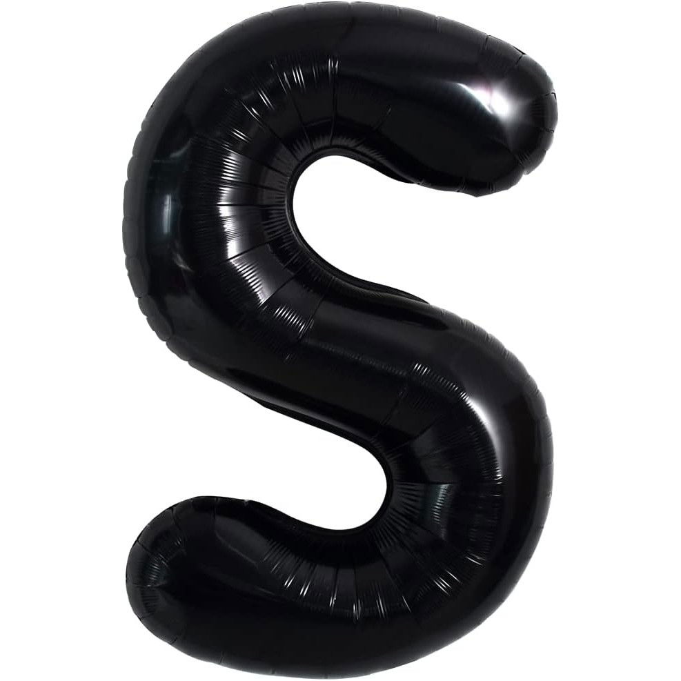 10 - 25 LEI - Balon Folie Metalizata Litera S, Flippy, 40 cm, Umflati cu Heliu sau Aer, Ambalaj Individual, Pai inclus, Negru