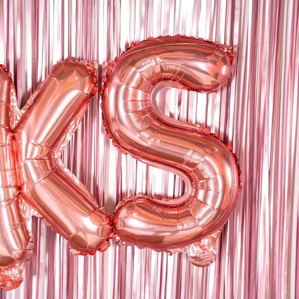 Balon Folie Metalizata Litera S, Flippy, 40 cm, Umflati cu Heliu sau Aer, Ambalaj Individual, Pai inclus, Rose Gold [4]