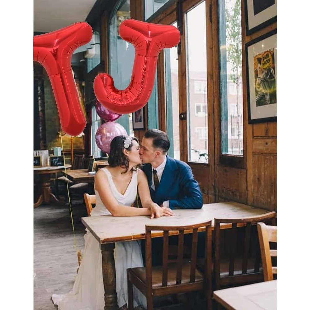 Balon Folie Metalizata Litera T, Flippy, 40 cm, Umflati cu Heliu sau Aer, Ambalaj Individual, Pai inclus, Rosu [6]