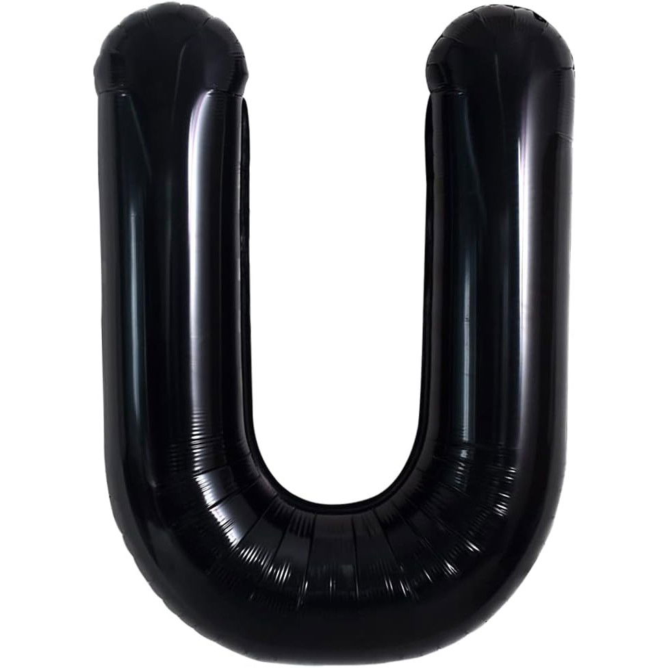 Balon Folie Metalizata Litera U, Flippy, 40 cm, Umflati cu Heliu sau Aer, Ambalaj Individual, Pai inclus, Negru [6]