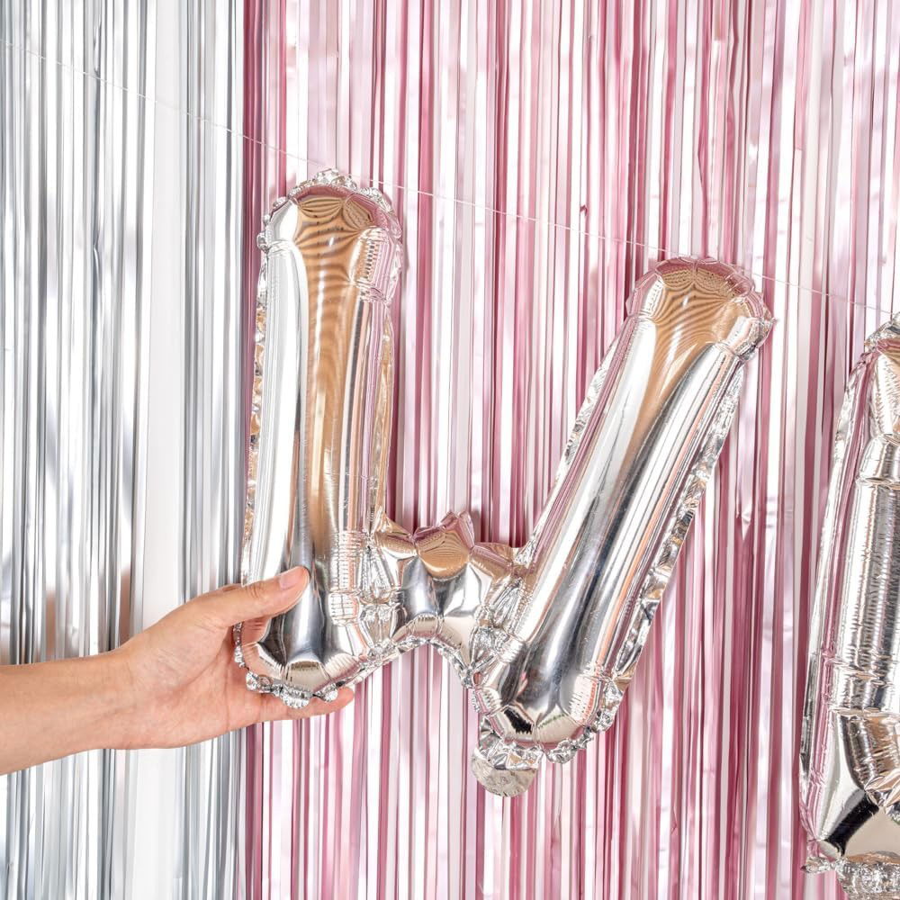 Balon Folie Metalizata Litera W, Flippy, 40 cm, Umflati cu Heliu sau Aer, Ambalaj Individual, Pai inclus, Argintiu [5]