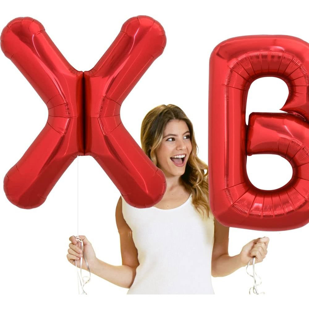 Balon Folie Metalizata Litera X, Flippy, 40 cm, Umflati cu Heliu sau Aer, Ambalaj Individual, Pai inclus, Rosu [4]