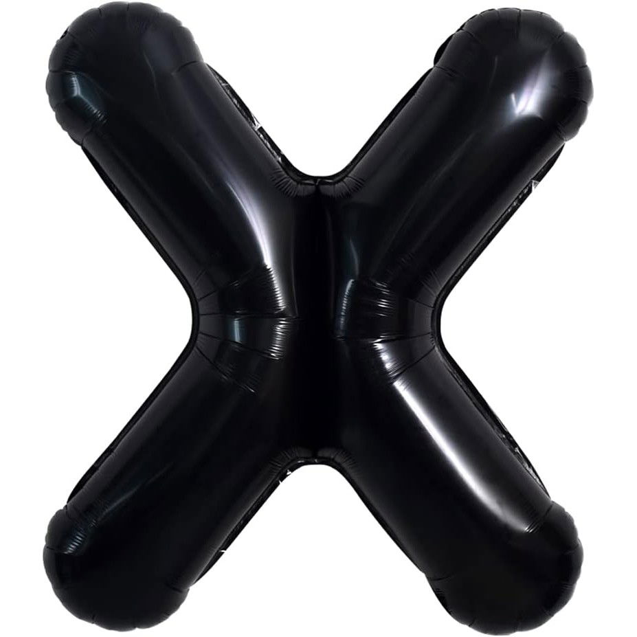 10 - 25 LEI - Balon Folie Metalizata Litera X, Flippy, 40 cm, Umflati cu Heliu sau Aer, Ambalaj Individual, Pai inclus, Negru