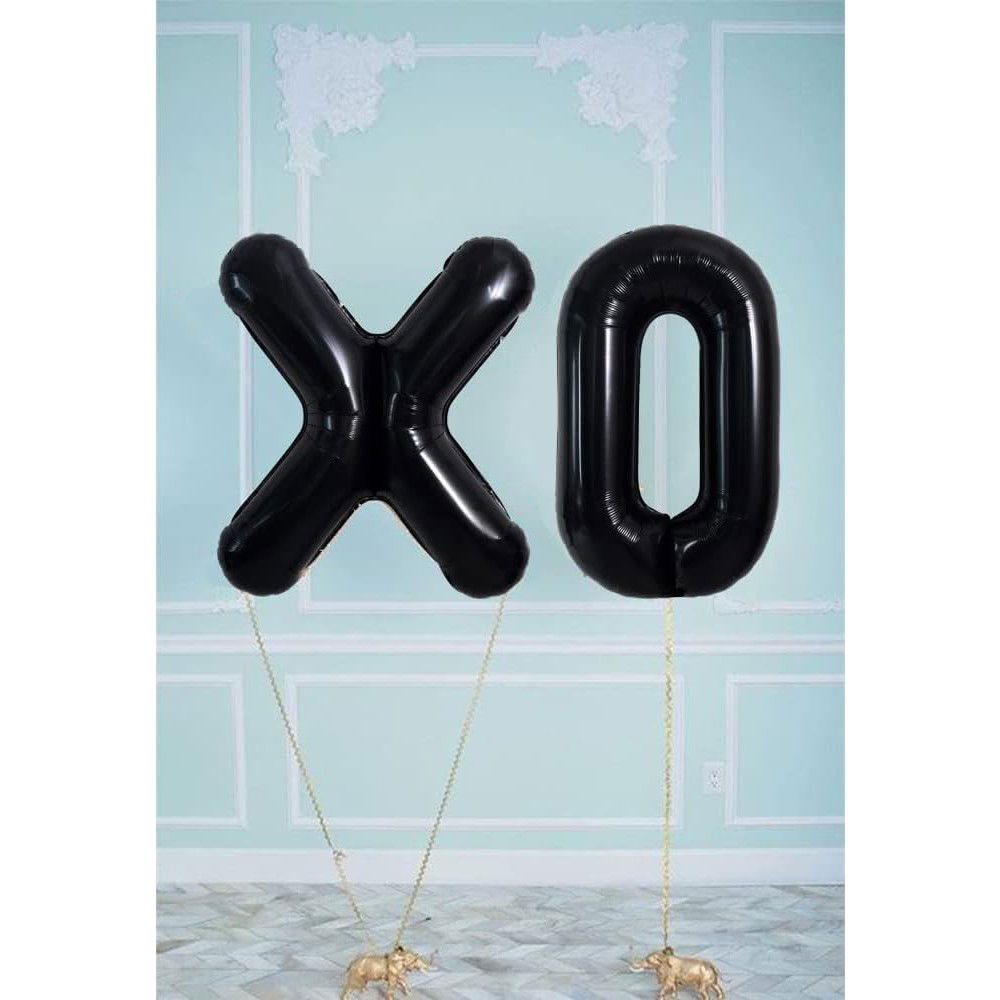 Balon Folie Metalizata Litera X, Flippy, 40 cm, Umflati cu Heliu sau Aer, Ambalaj Individual, Pai inclus, Negru [5]