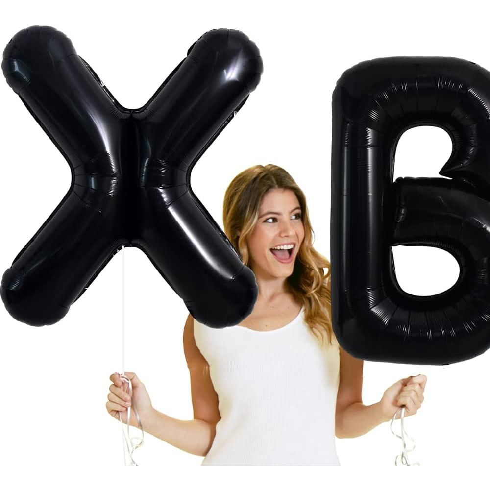 Balon Folie Metalizata Litera X, Flippy, 40 cm, Umflati cu Heliu sau Aer, Ambalaj Individual, Pai inclus, Negru [4]