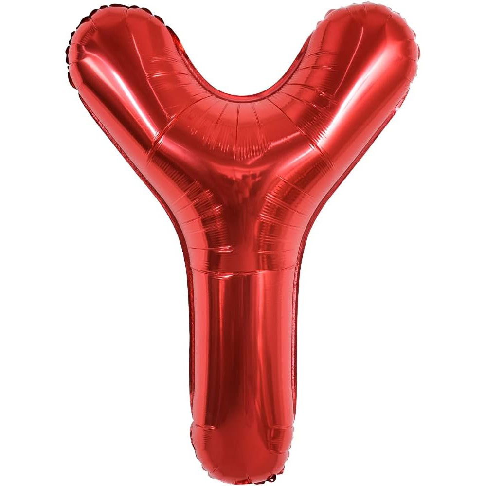 10 - 25 LEI - Balon Folie Metalizata Litera Y, Flippy, 40 cm, Umflati cu Heliu sau Aer, Ambalaj Individual, Pai inclus, Rosu