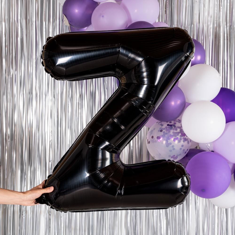 10 - 25 LEI - Balon Folie Metalizata Litera Z, Flippy, 40 cm, Umflati cu Heliu sau Aer, Ambalaj Individual, Pai inclus, Negru