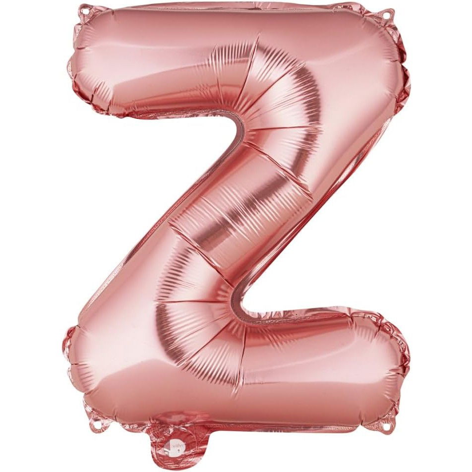 Litere - Balon Folie Metalizata Litera Z, Flippy, 40 cm, Umflati cu Heliu sau Aer, Ambalaj Individual, Pai inclus, Rose Gold