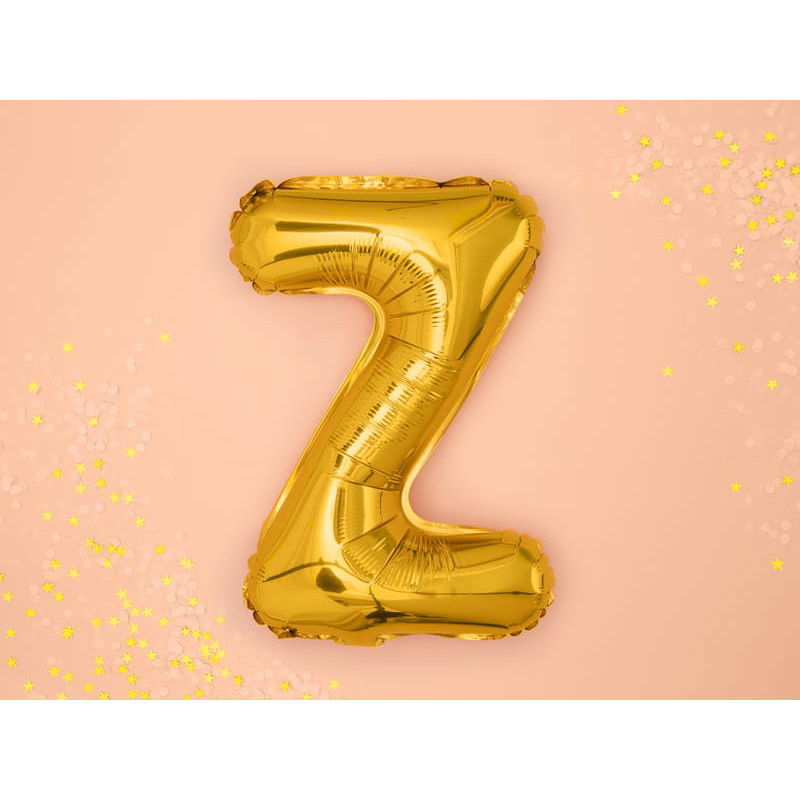 Balon Folie Metalizata Litera Z, Flippy, 40 cm, Umflati cu Heliu sau Aer, Ambalaj Individual, Pai inclus, Auriu [2]