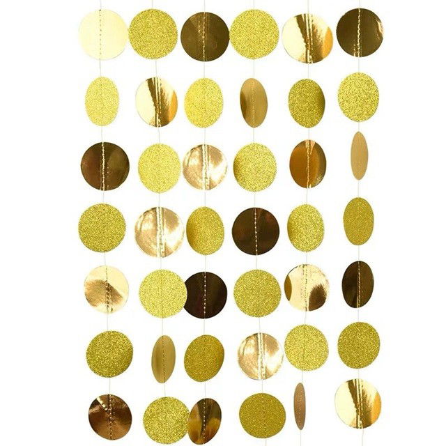 Petrecere - Banner cu Cerculete, Flippy, Tip Franjuri, 4 m, Rola de Ata Inclusa, Auriu