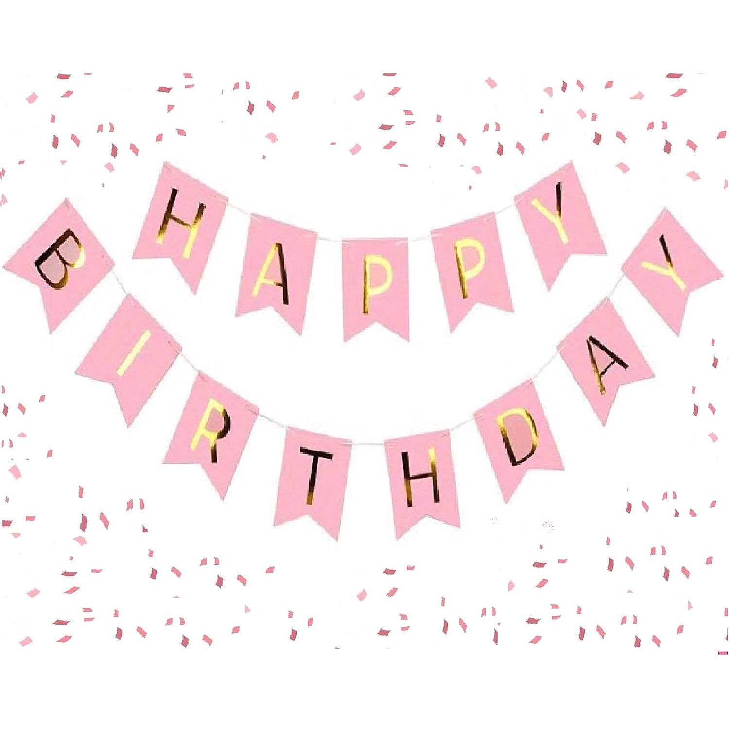 Banner Happy Birthday 100x200 cm, Flippy, Dimensiune Stegulet 11.5x16.5 cm, Rola de Ata Inclusa, Roz [3]