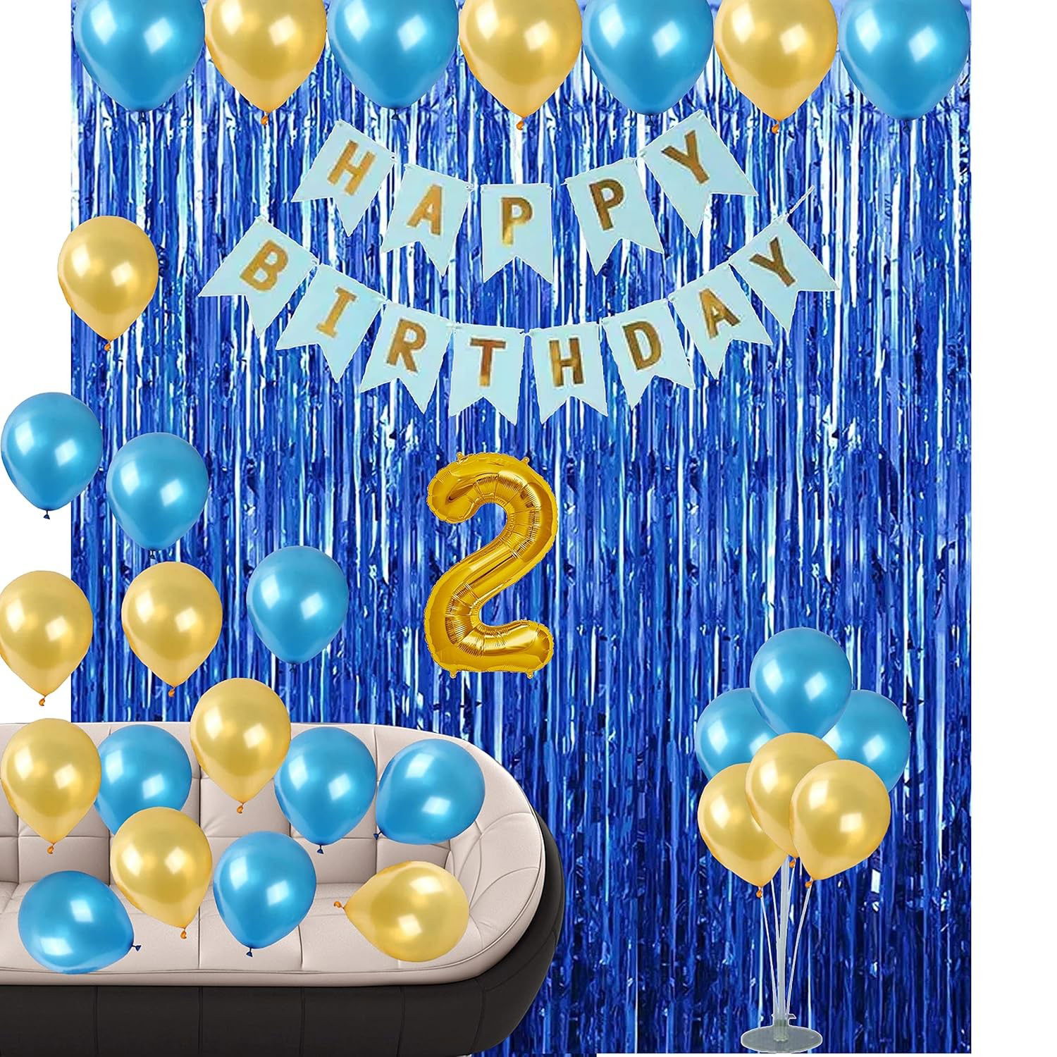 Banner Happy Birthday 100x200 cm, Flippy, Dimensiune Stegulet 11.5x16.5 cm, Rola de Ata Inclusa, Albastru [6]