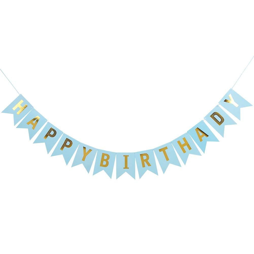 10 - 25 LEI - Banner Happy Birthday 100x200 cm, Flippy, Dimensiune Stegulet 11.5x16.5 cm, Rola de Ata Inclusa, Albastru