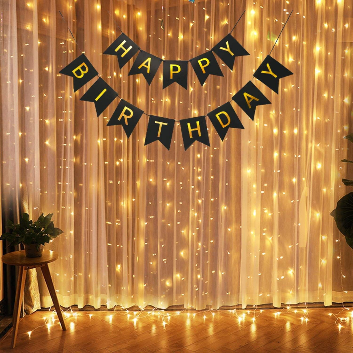 Banner Happy Birthday 100x200 cm, Flippy, Dimensiune Stegulet 11.5x16.5 cm, Rola de Ata Inclusa, Negru [3]