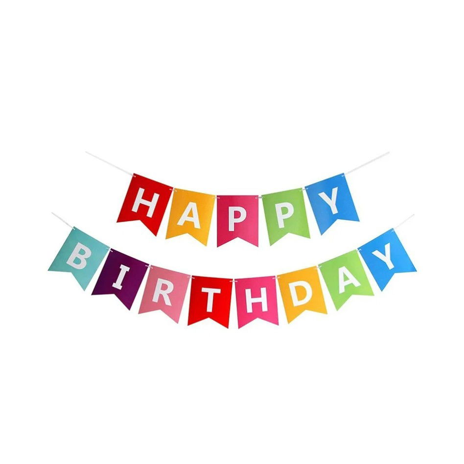 10 - 25 LEI - Banner Happy Birthday 100x200 cm, Flippy, Dimensiune Stegulet 11.5x16.5 cm, Rola de Ata Inclusa, Multicolor