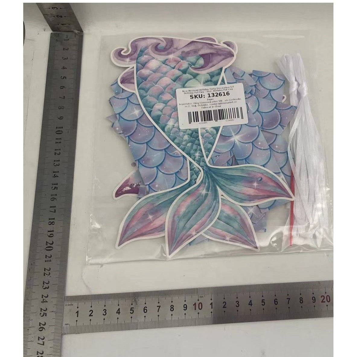 Petrecere - Banner Happy Birthday Sirena, Flippy, Colectia Mermaid, 17 Piese, Multicolor