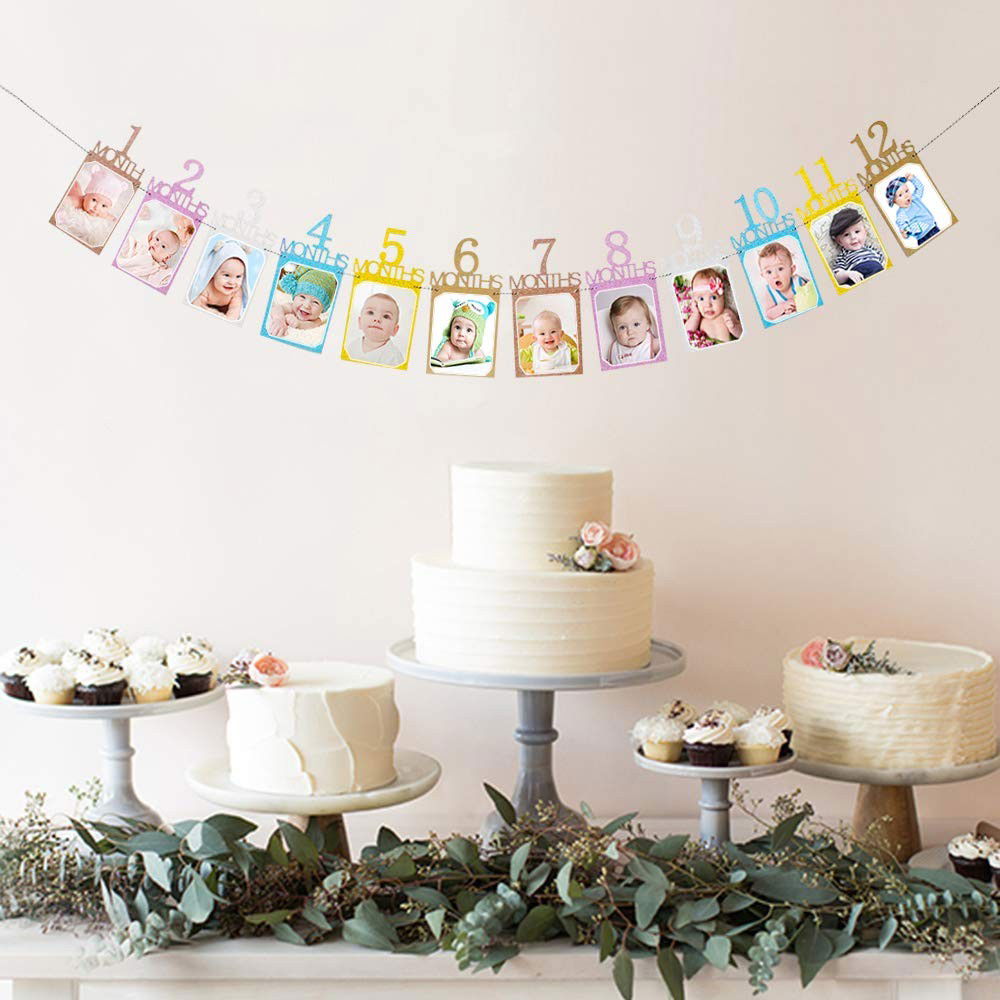 Banner pentru Poze, Flippy, 15.2x10.2 cm, Tema Prima Aniversare, Model Primele 12 Luni, Rola Ata Inclusa, Multicolor [4]