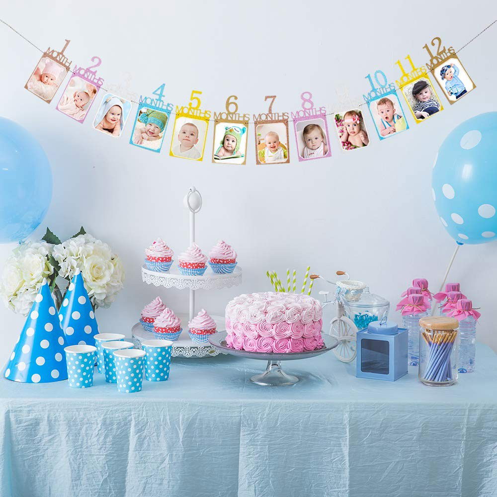 Banner pentru Poze, Flippy, 15.2x10.2 cm, Tema Prima Aniversare, Model Primele 12 Luni, Rola Ata Inclusa, Multicolor [6]