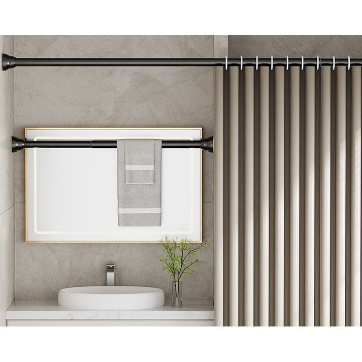 Bara Telescopica Multifunctionala, Flippy, din Otel Inoxidabil, Utilizare Universala, Retractabila 107 - 195 cm, Fara Perforare Perete, Negru [3]