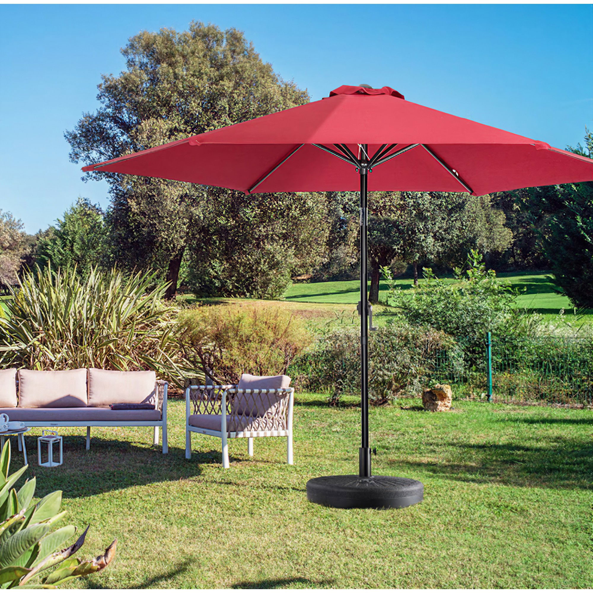 Plase Umbrire, Umbrele si Prelate Gradina - Baza umbrela din plastic Flippy, rotunda, 22 litri, neagra