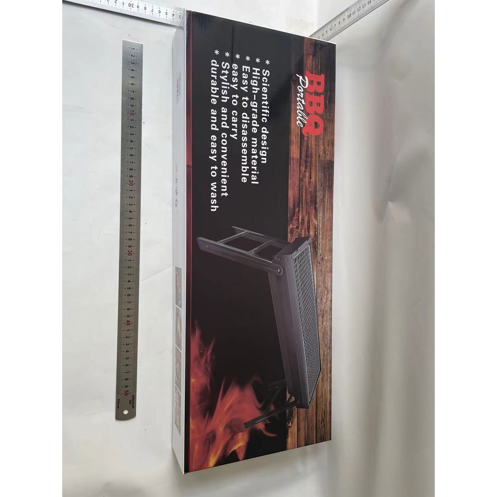 Pentru casa - Gratar Portabil, Flippy, Confectionat din Metal, pentru Picnic, Gradina, Terasa, Camping, Dimensiuni Reduse, 60x22x23 cm, Negru