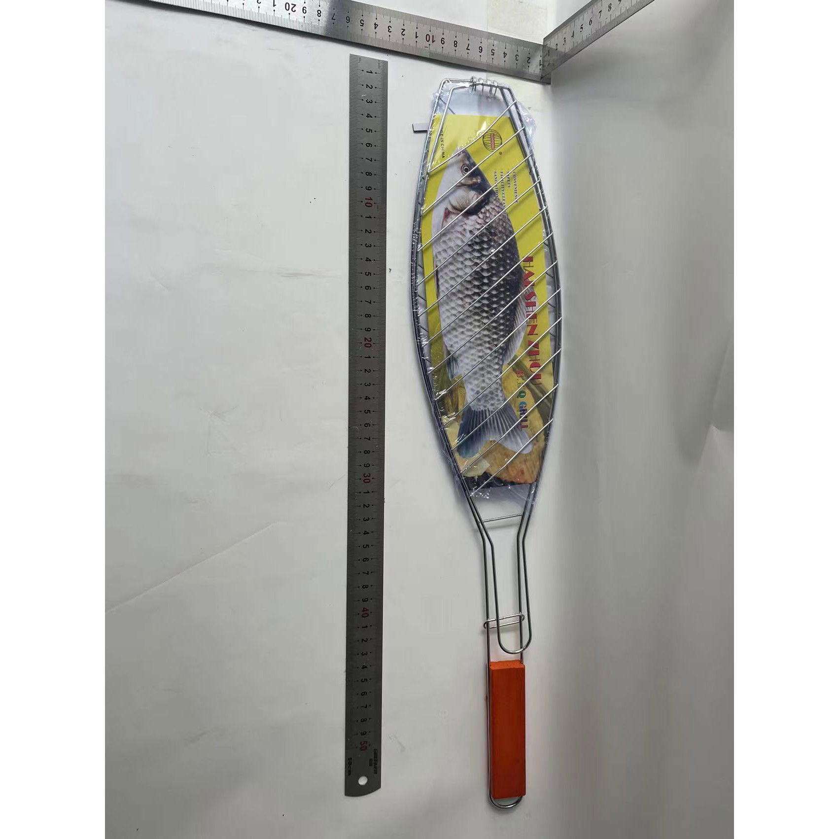 Pentru casa - Gratar Grill Inox pentru Peste, Flippy, cu Maner, de Dimensiuni Reduse, Usor de Transportat si Depozitat, Argintiu, 56x12 cm