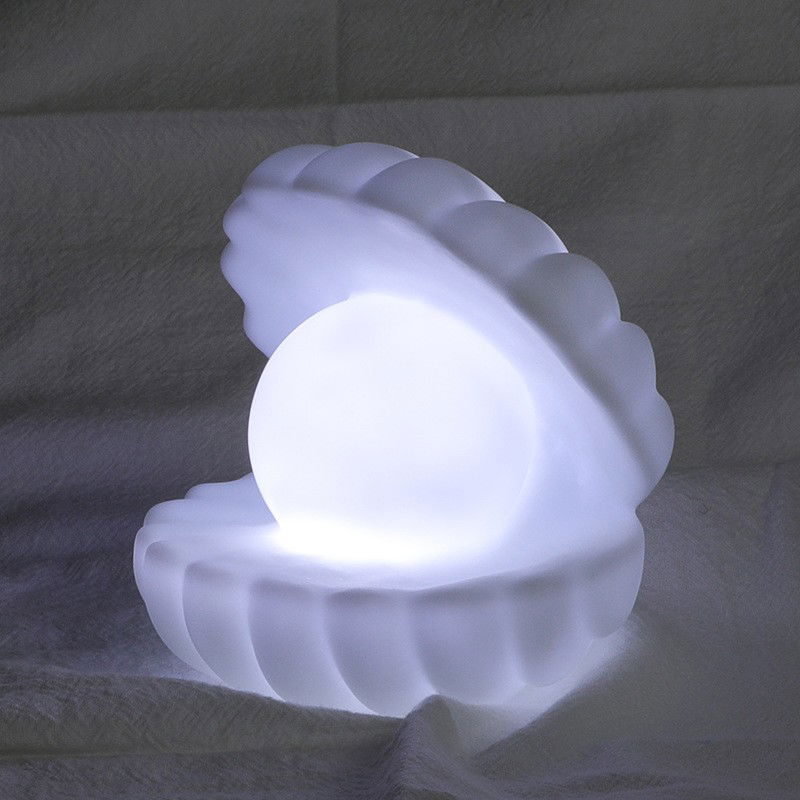 Lampa de Veghe, Flippy, Model Scoica cu Perla, Lumina Calda, 6x5 cm, Led, Baterii Incluse 3 x LR44, Alb [5]