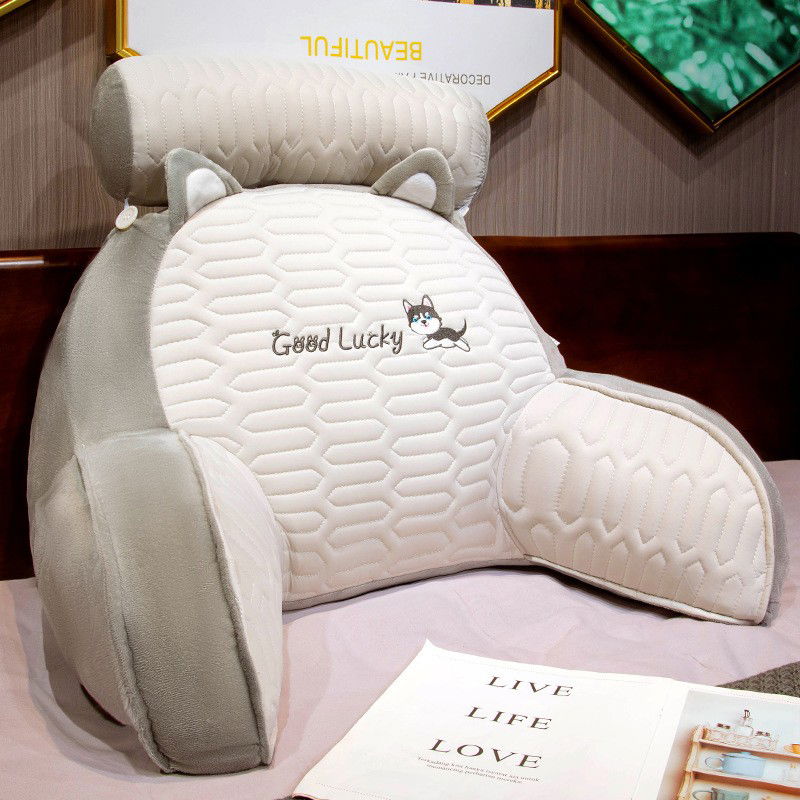 50 - 100 LEI - Perna Multifunctionala, Flippy, Spatar pentru Pat, Protectie Lombara, Marime Medie, 60 x 40 cm, din Latex, Model Catelus, Gri