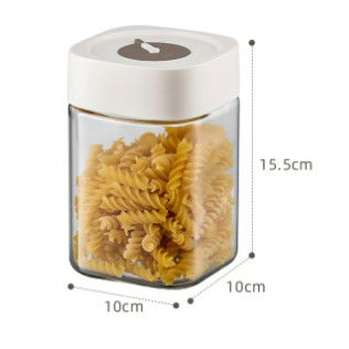 Pentru casa - Borcan din Sticla de Inalta Calitate, Flippy, Capac Ermetic, Uz Casnic, Depozitarea Condimentelor sau a Alimentelor Umede si Uscate, 1000 mL, 10x10x15.5 cm, Alb