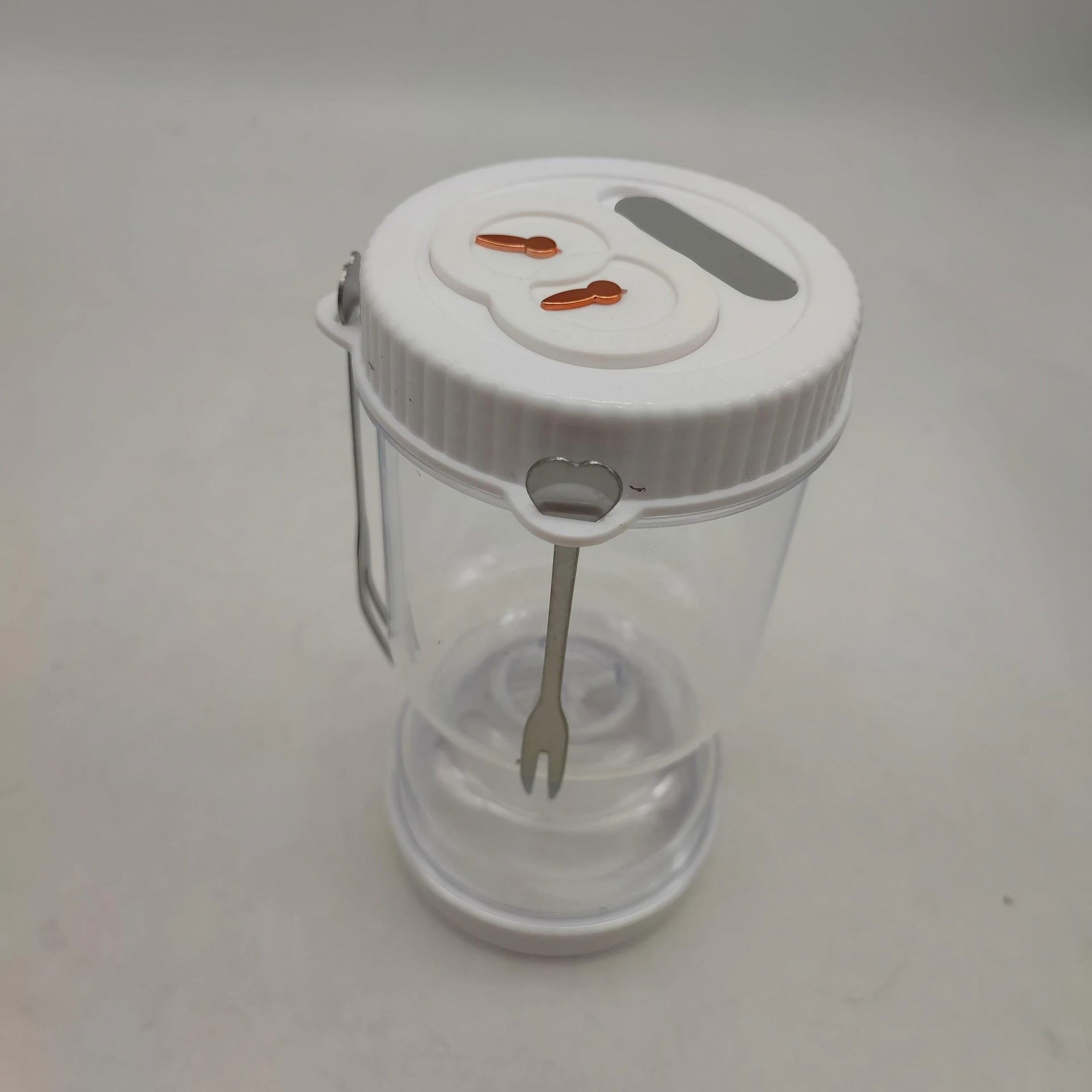 Borcan pentru Muraturi, Flippy, cu Separator pentru Lichide, Ermetic, Termorezistent, Tip Clepsidra, 2 Furculite Incluse, ABS, Alb, 18x9x9 cm [4]