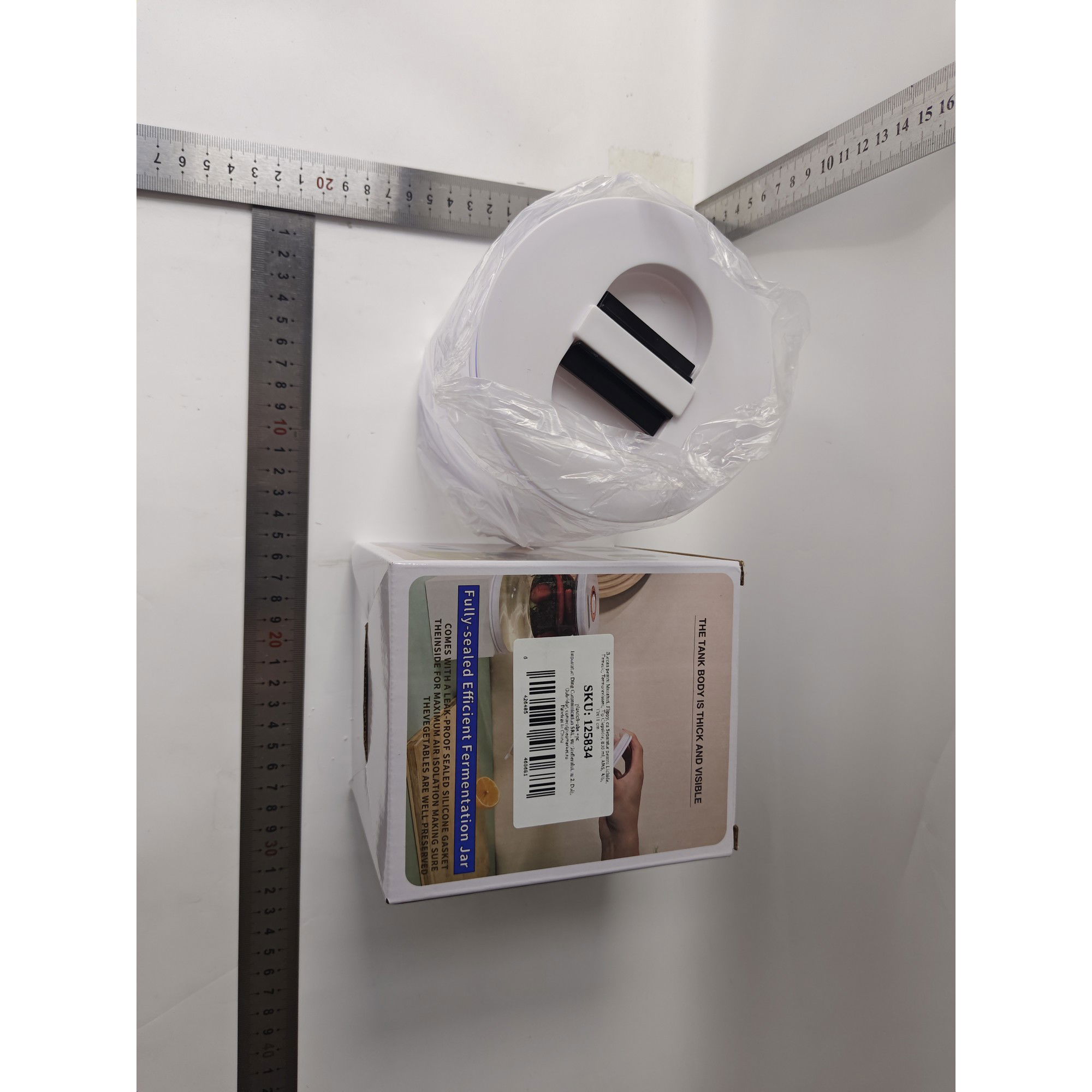 Borcan pentru Muraturi, Flippy, cu Separator pentru Lichide, Ermetic, Termorezistent, Tip Clepsidra, 800 ml, ABS, Alb, 13x11 cm [6]