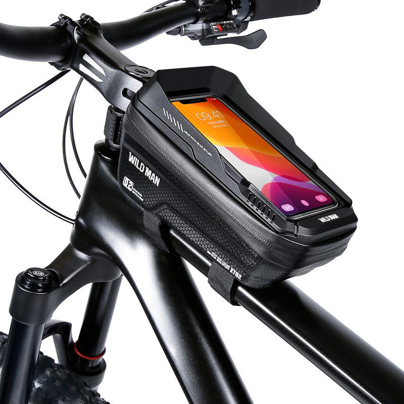 Suporţi Bicicletă - Borseta pentru bicicleta cu suport de telefon Flippy, capcitate 1L, 20.5x11.1x10.5 cm, cu spatiu de stocare, protectie waterproof, ecran tactil, fixare in 3 locuri, protectie lumina, orificiu casti, n