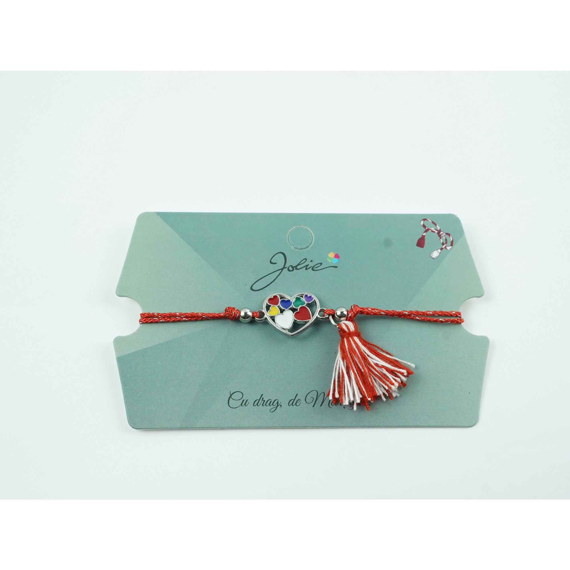 Martisor Bratara cu Ciucure - Bratara Jolie Ciucure Inimioare Colorate