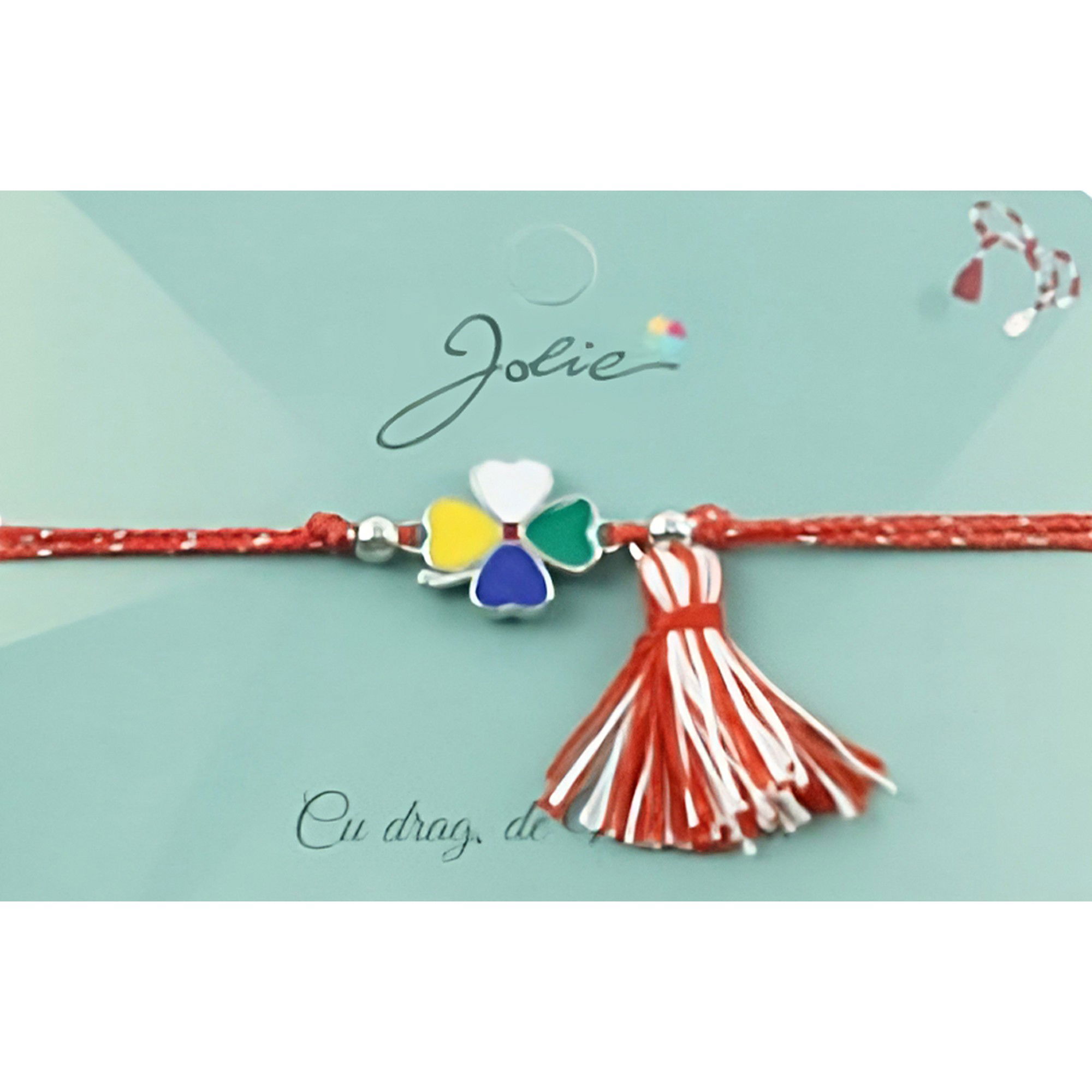 Martisor Bratara cu Ciucure - Bratara Jolie Ciucure Trifoi Colorat