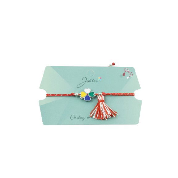 Martisor Bratara cu Ciucure - Bratara Jolie Ciucure Trifoi Colorat