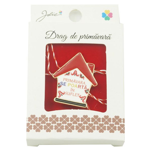 Martisoare Brosa Primavara - Brosa Mica in Cutie Jolie model Casuta