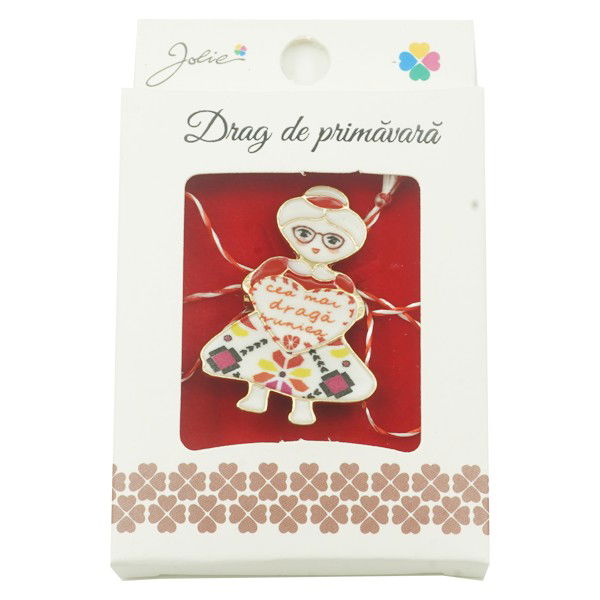 Martisoare Brosa Primavara - Brosa Mica in Cutie Jolie model Cea Mai Draga Bunica