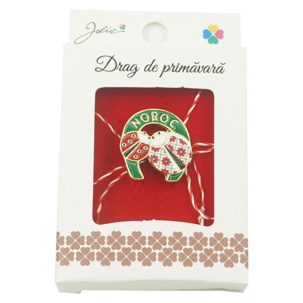 Martisoare Brosa Primavara - Brosa Mica in Cutie Jolie model Doua Buburuze in Potcoava (Noroc)