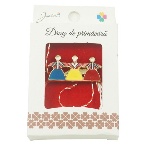 Martisoare Brosa Primavara - Brosa Mica in Cutie Hora Tricolora