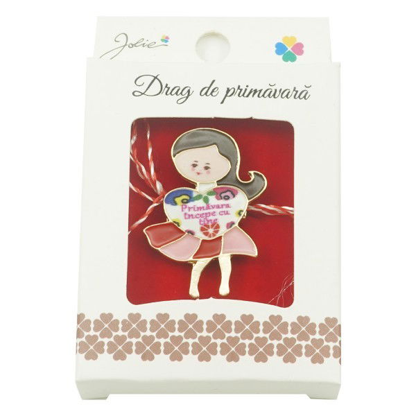 Martisoare Brosa Primavara - Brosa Mica in Cutie Jolie model Primavara Incepe cu Tine