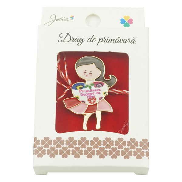 Martisoare Brosa Primavara - Brosa Mica in Cutie Jolie model Primavara Incepe cu Tine