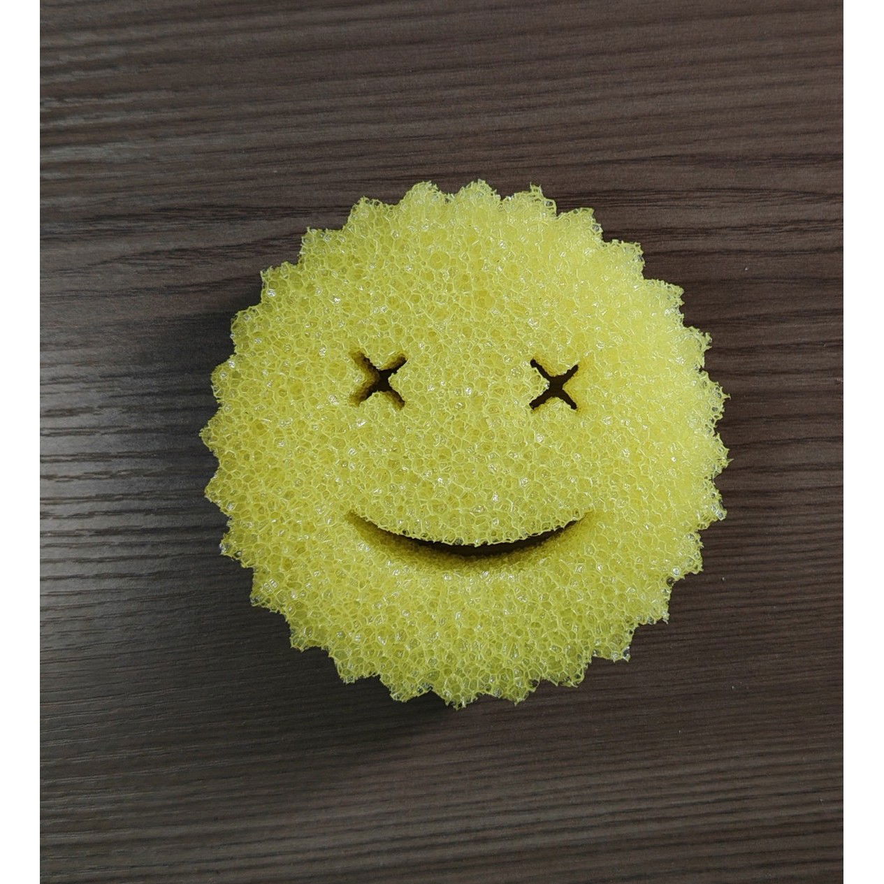 Burete de Vase, Flippy, Rotund, din Burete PU, Model Smiley Face, Doua Fete, 10 x 4 cm, Galben [2]